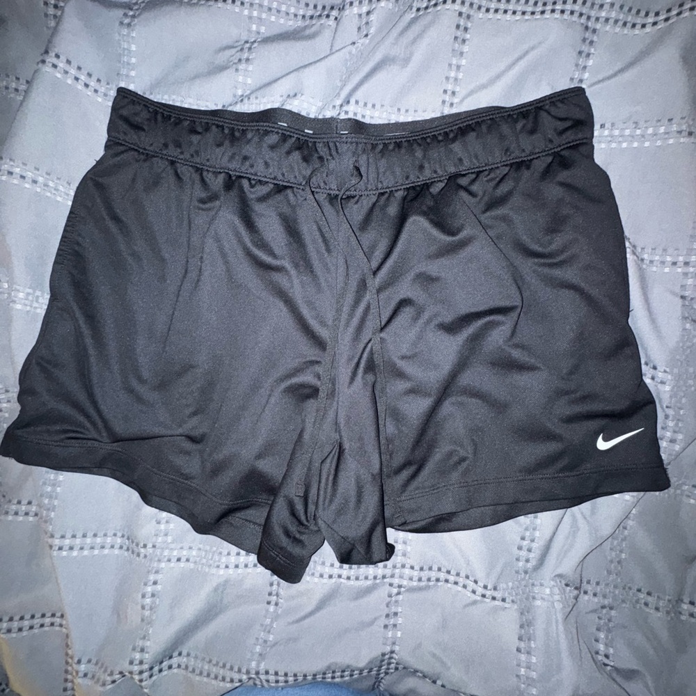 Nike Women's Black Athletic Running Shorts with White Swoosh
